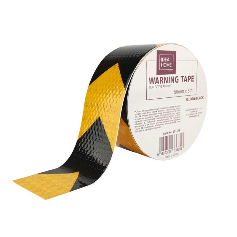 Reflective adhesive warning tape 50 mm × 5 m, arrows